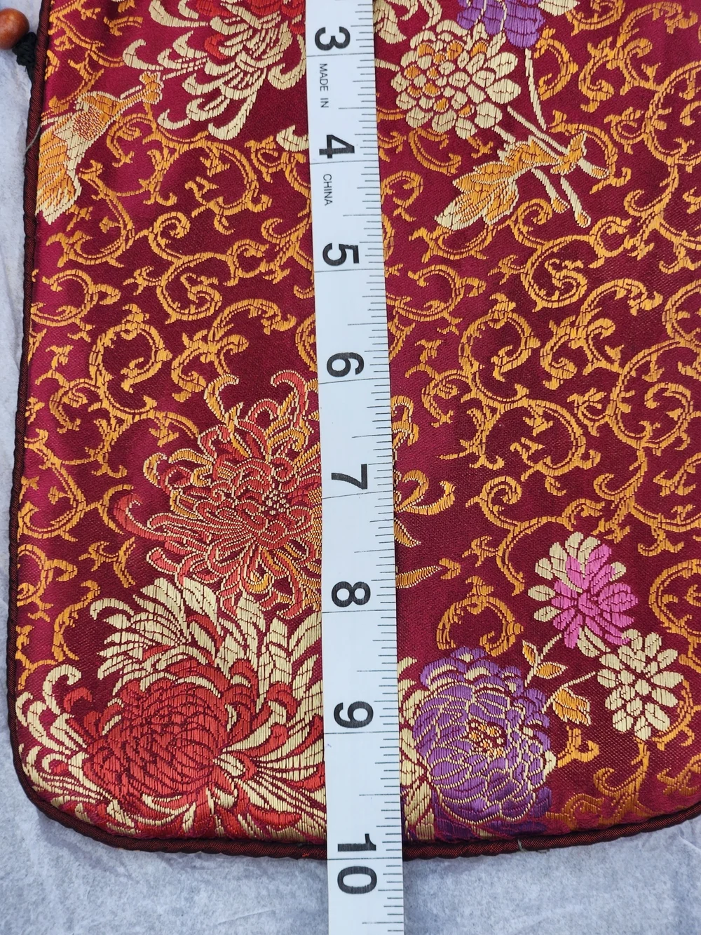 2pc Silk Brocade Pouch Set Red Drawstring 10x6 & Green Envelope 8x6